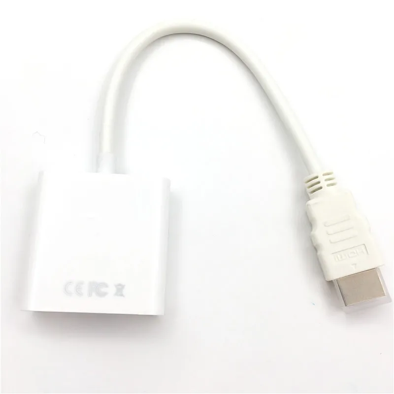 HDMI к VGA кабель адаптер Hdmi переключатель цифро-аналоговый преобразователь мужчин и женщин сплиттер адаптер для PC Поддержка 1080P HDTV C106 - Цвет: White