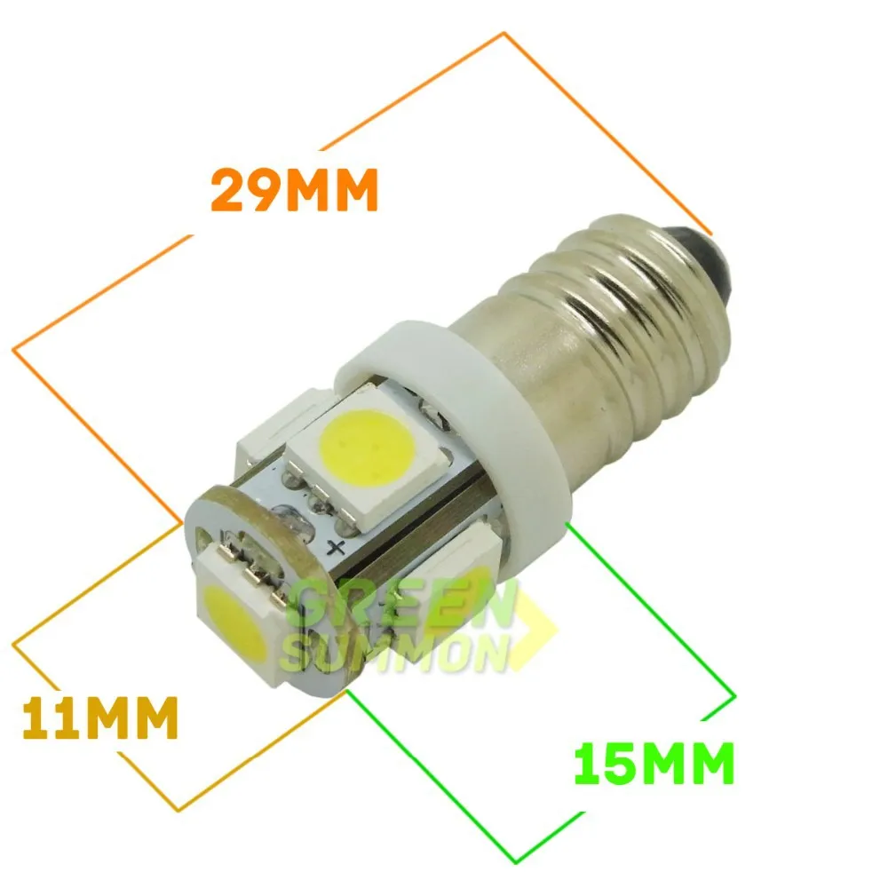 E10 5-SMD 5050 светодиодный белый/теплый/синий/зеленый/розовый/голубой свет MES миниатюрная винтовая лампа для LIONEL DC 12V