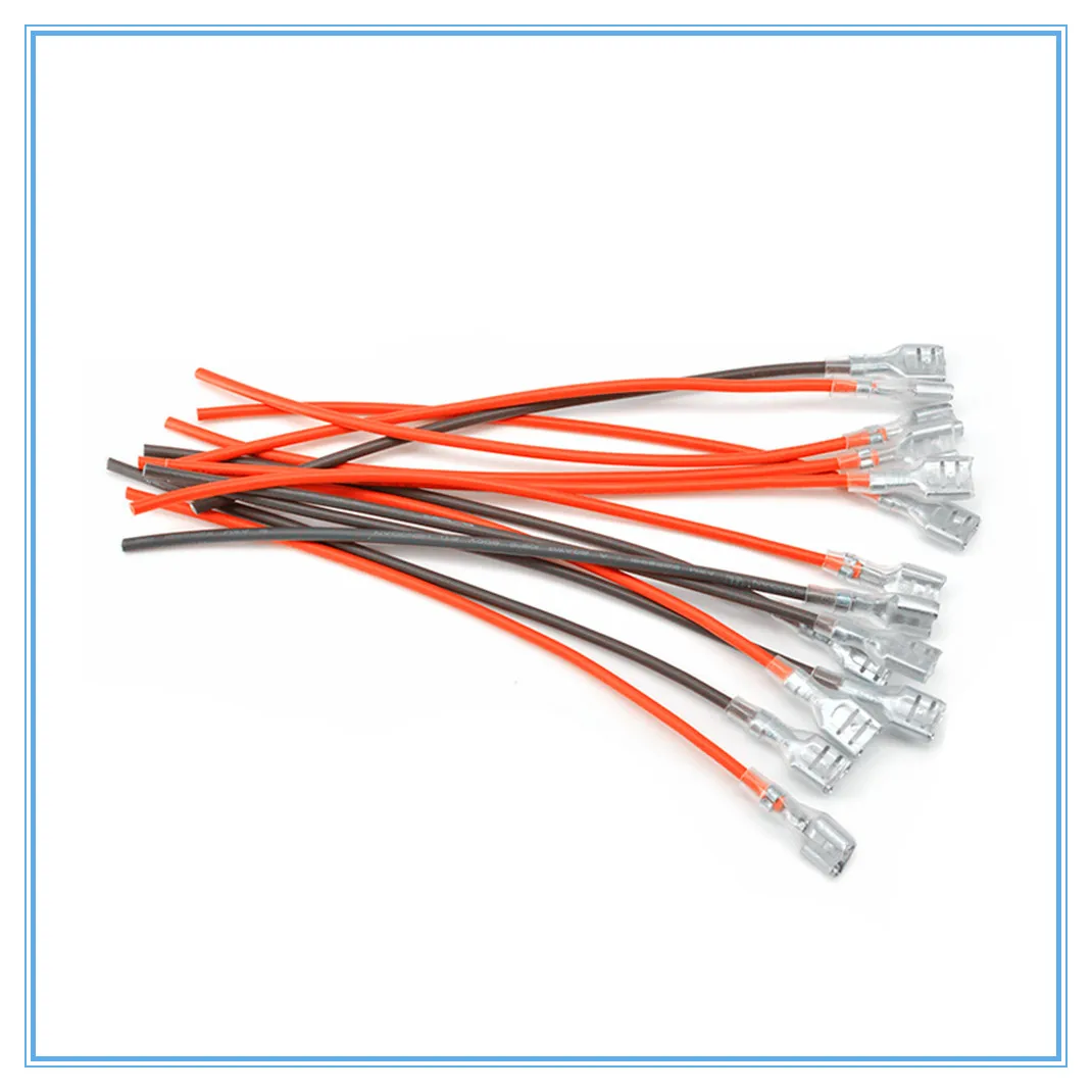 10pcs 6.3mm Crimp Terminal Splice G9 Female Spade Connector Splice With Red+Black wire