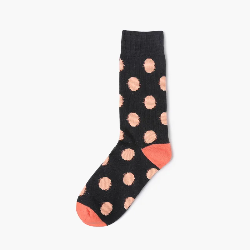 Мужские носки Новая мода 1 пара мужские Повседневные Дышащие носки цветной принт в горошек длинные мужские модные счастье хлопок носки Высокое качество - Цвет: Red Dots