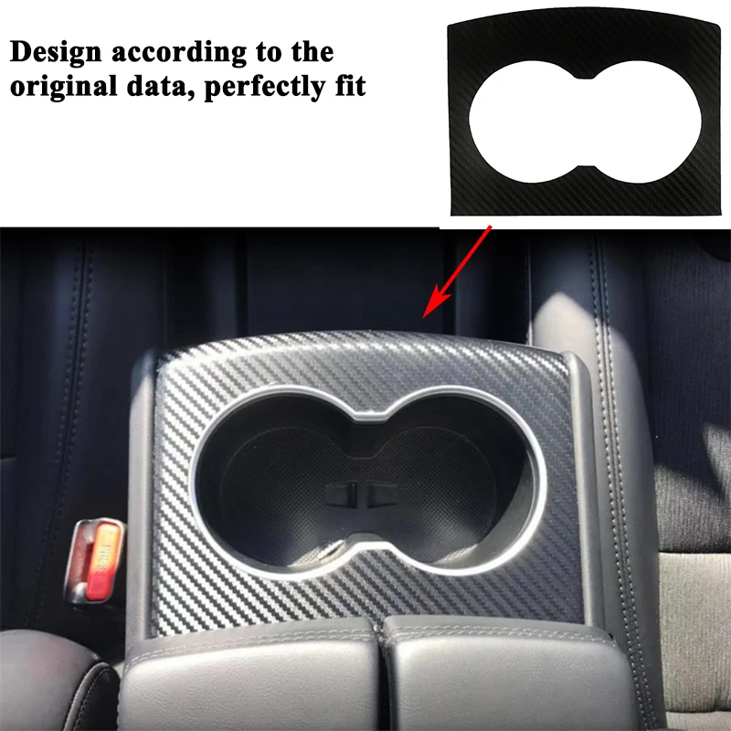 SEEYULE Carbon Fiber Car Armrest Box Cup Bottle Holder Sticker Decoration Cover Styling Accessories for Tesla Model S Model X SEEYULE Carbon Fiber Car Armrest Box Cup Bottle Holder Sticker Decoration Cover Styling Accessories for Tesla Model S Model X