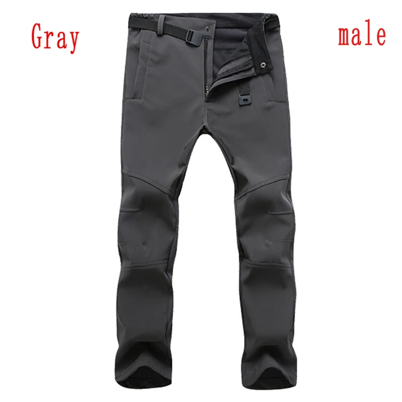 Зимние брюки для мужчин и женщин флисовые Зимние флисовые походные брюки для походов на открытом воздухе спортивные водонепроницаемые ветрозащитные тепловые мужские брюки - Цвет: Men Grey