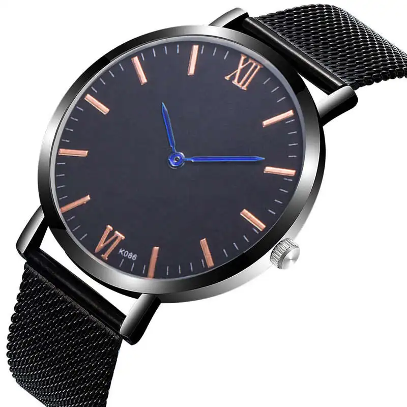 

CTPOR Ultra thin Male Wristwatch Stainless Steel Watchband Men Watches Waterproof Scratch-resistant Man Quartz Clock Black WATCH