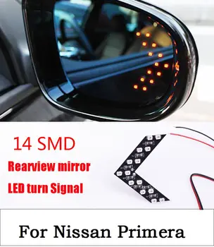 

car styling 2017 2Pcs 14SMD Arrow Panel LED Rear View Mirror Indicator Turn Signal Light For Nissan Primera Car Styling