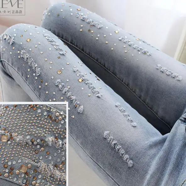 Женские джинсы карандаш с алмазной вышивкой большие размеры 4xl|trousers women jeans|skinny jeans