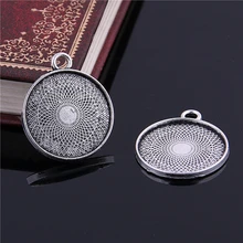 20 pçs metal antigo liga de zinco ajuste 22mm diâmetro redondo pingente cabochão ajuste jóias pingente espaços em branco cabochão base 7d1247