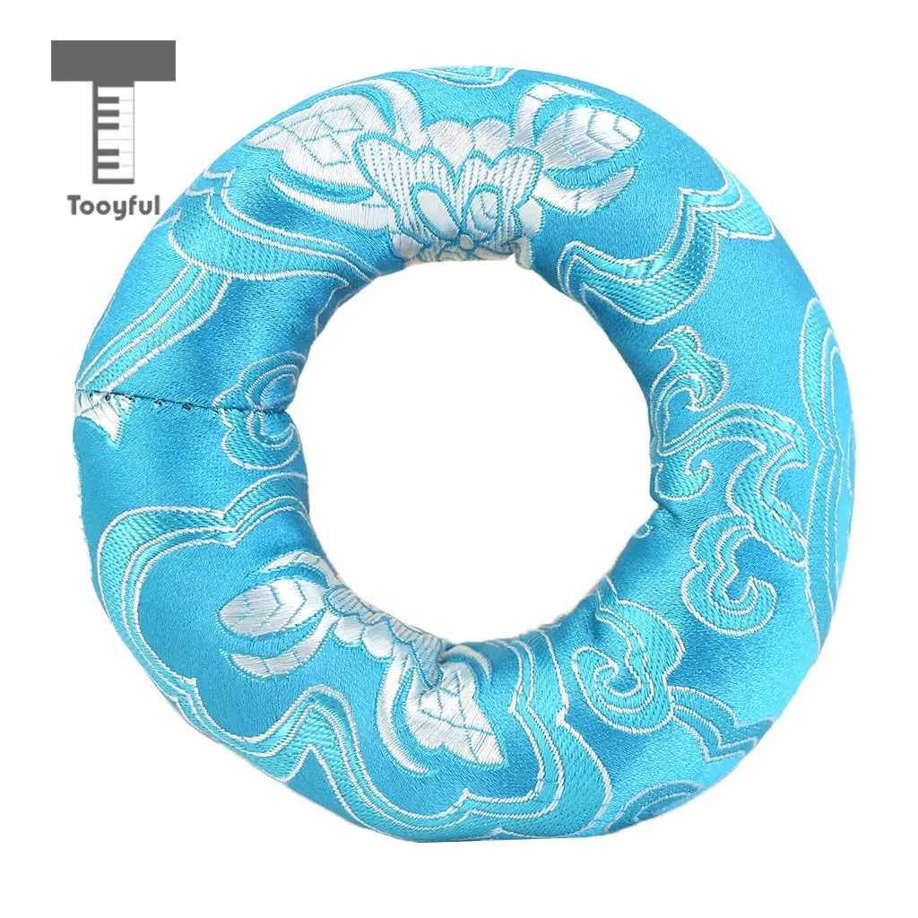 Tooyful Tibetan Handmade Silk Brocade Round Meditation Singing Bowl Cushion Ring Pillow Random Color