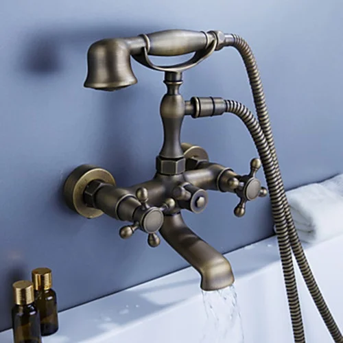 Buy Luxurious Antique Brass Bath & Shower Mixer Tap Traditional Wall Mounted