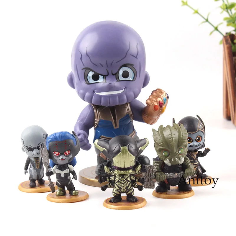 

Avengers Figure Set Thanos Corvus Glaive Proxima Midnight Ebony Maw Supergiant Cull Obsidian Action Figures Marvel Toys 6pcs/set