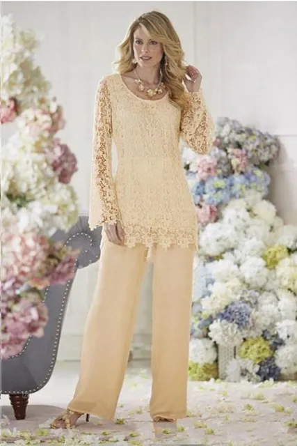 2016 blusa de encaje gasa madre de las novias se visten pantalones