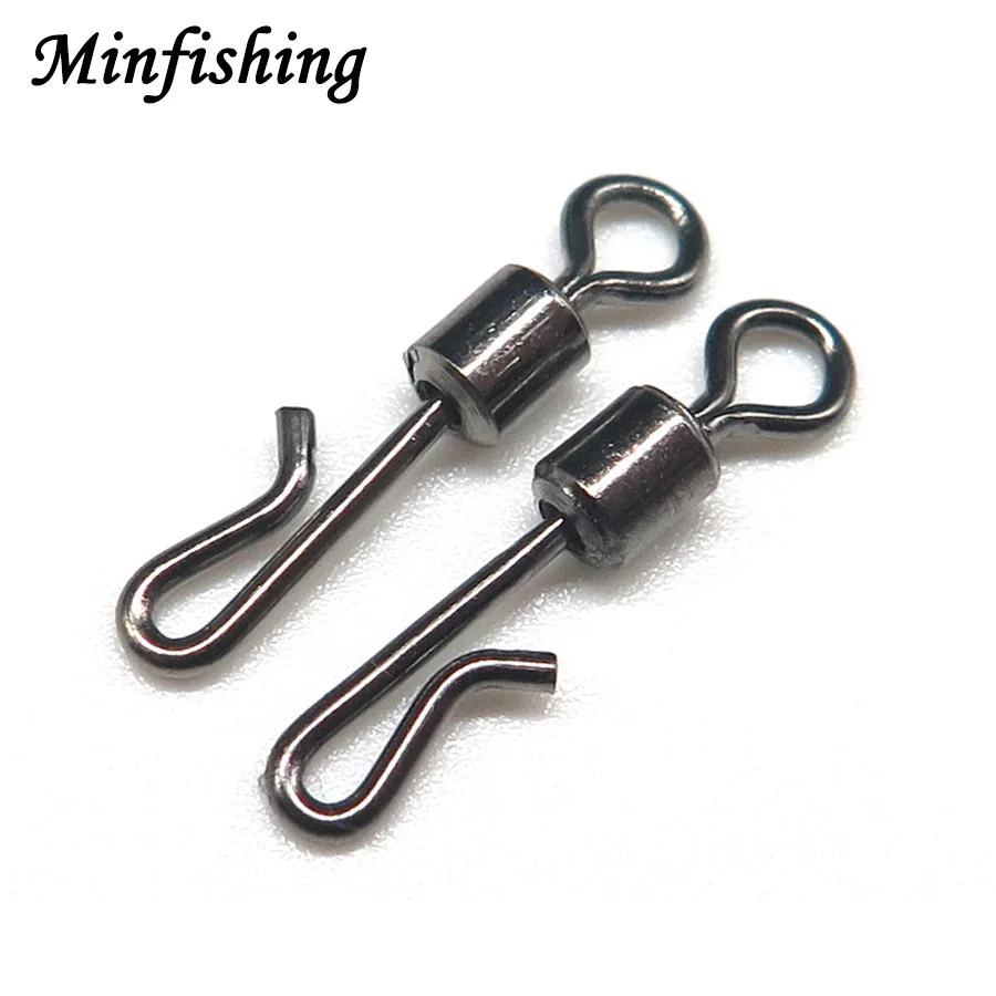 Minfishing 50 PCS fishing swivel Type Q rolling swivel Ball Bearing