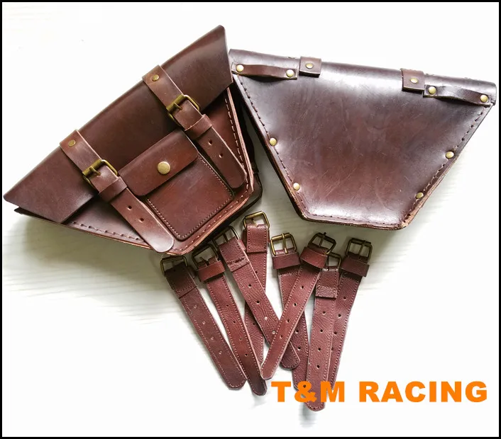 CAFE RACER Motorcycle Saddle Side Bags Genuine leather Motor Luggage