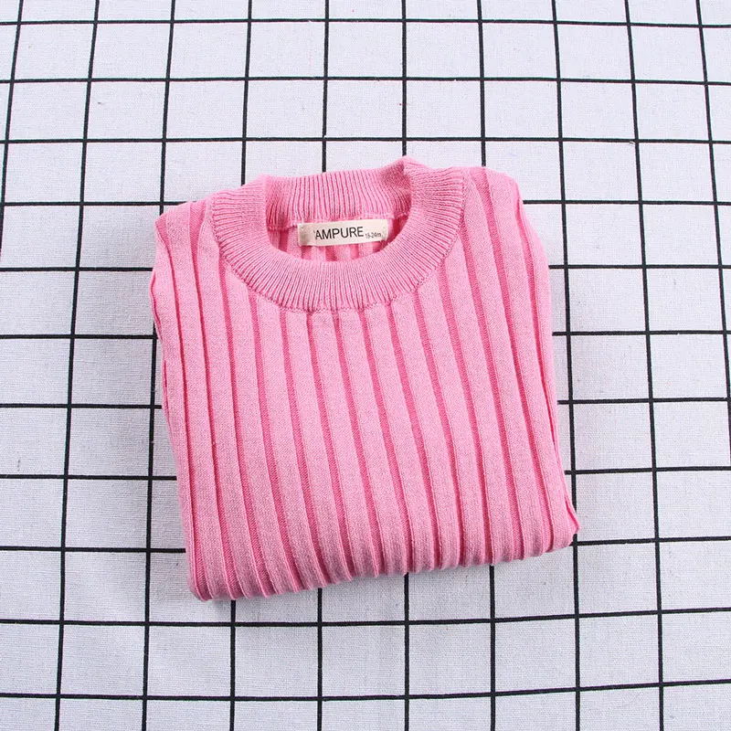 Свитер для девочек; Розовая хлопковая осенне-зимняя Модная рубашка для мальчиков; вязаные свитера; Детские свитера; пуловер; кардиган в рубчик; топы