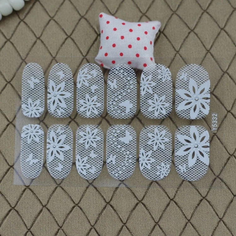 

Y5332 Ultrathin Transparent Nails Stickers Lace Design Adhesive Nail Art Stickers Hollow Out Leaves Decor Nail Wraps Decals