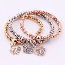 3 шт./компл. Самые низкие цены высокое качество модные серебро, золото, хрусталь сердце Форма цепи Браслеты& Bangles, роскошный, Браслеты для Для женщин
