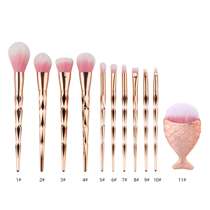 

1Pc fashion Cosmetic Beauty pincel unicornio cosmetic Brushes Big Fish Tail Foundation Powder Brush Cleaner Happy Gift H30423