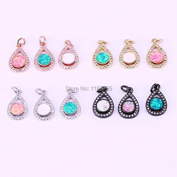 

10PCS Cz micro pave multi-color opal Stones water drop pendant charms for DIY jewelry making