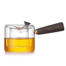 ONEISALL чайник из боросиликатного стекла с фильтром-вкладышем, Офисная чайная посуда, прочный кофейник, стеклянный чайник с деревянной ручкой