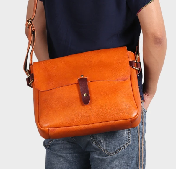 men's Genuine Leather messenger bag men casual crossbody handmade