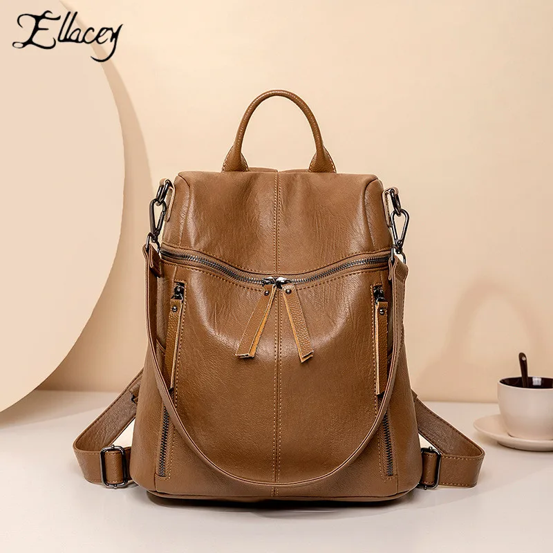 

Genuine Leather Bag New European American Style Fashion Backpack Female First Layer Cowhide Large Capacity Travel Backpack