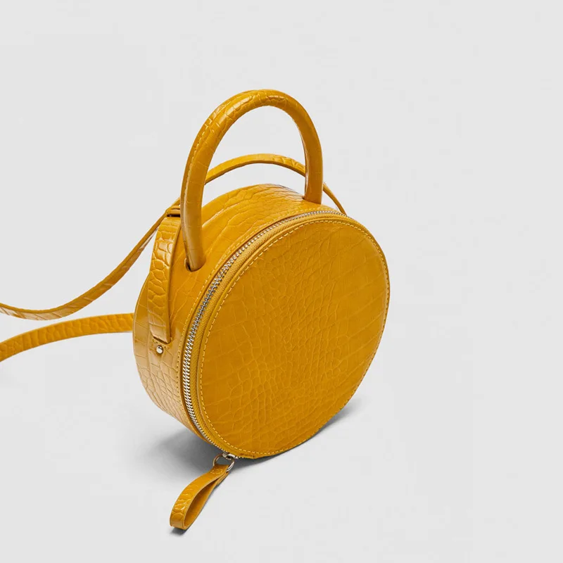 

Round Mini Crocodile Pattern Small Round Bag PU Leather Portable Single Shoulder INS Super-fire Bag Oblique Span Bag INS Trend