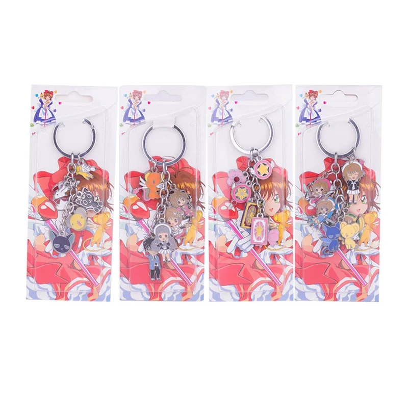 

Cardcaptor Sakura Figures Cosplay Key Chains Keyring Round Zinc Alloy KINOMOTO SAKURA Trinkets Accessories Keychain