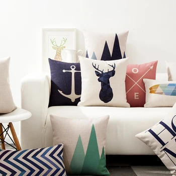 

Nordic Deer Pillow Cover Anchor Cushion Cover Chevron Throw Pillow Home Decor Pillowcase Decorative Pillowsham