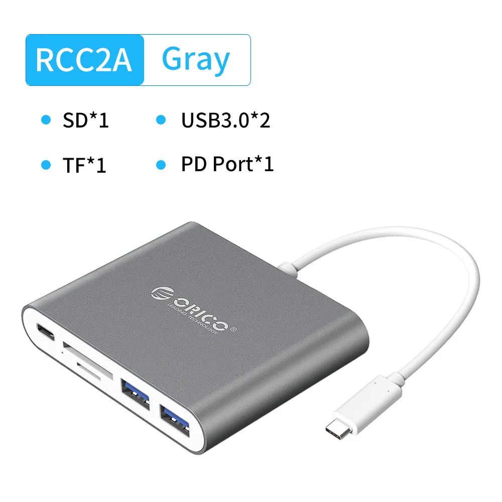 ORICO USB C концентратор для ноутбука PD функция зарядки алюминиевый сплав тип-c к HDMI/VGA/USB3.0/RJ45/SD TF кардридер 7 моделей серый