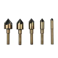 תואר זווית 5pcs 5 סט מקדחת החליל Countersink 6 מ"מ / 10mm / 13mm / 16mm / 19mm 82 כלי תואר פוינט זווית chamfer Chamfering קאטר מקדד יד (1)