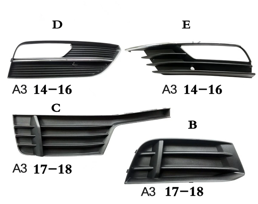 

Fog light grille Lower front bumper grille for AUDI A3 8V 14-16 17-18 For Audi A3 Sportb 8V 2017 UP Front bumper grille