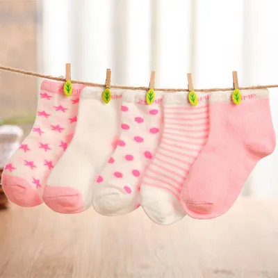 5 пар носков; хлопковые носки для новорожденных девочек и мальчиков - Цвет: pink