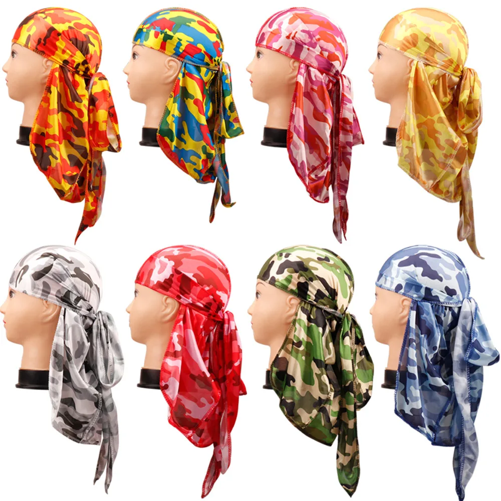 Шапки/кепки Camo Durag банданы для женщин и мужчин длинный хвост пиратская шляпа