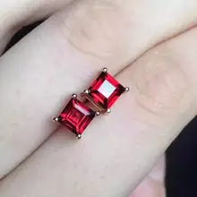 Натуральный Красный Гранат Камень Серьги 925 серебро натуральный драгоценный камень серьги женские классические элегантные квадратные тонкие серьги для свадьбы