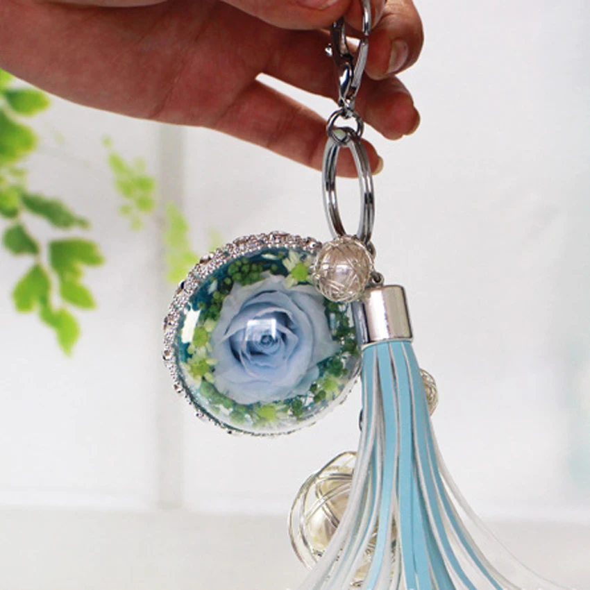 

DIY Preserved and Natural Flower Decoration Eternal Life Flower Creative Key Ring Bag Keychain Christmas Valentine Wedding Gifts