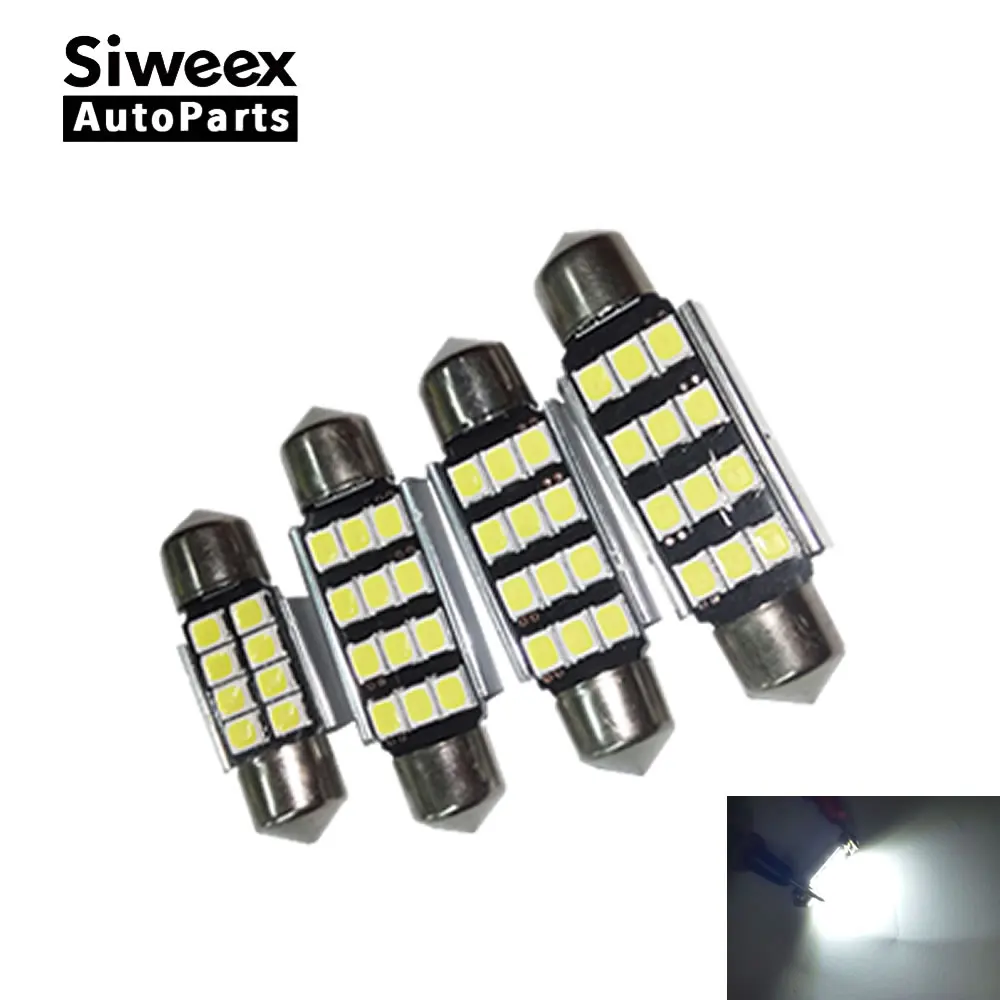 4 шт. 31 мм 36 мм/39 мм/41 мм C5W CANBUS без ошибок 2835 12 SMD белый светодиод автомобилей Подсветка регистрационного номера купольная лампа для чтения DC 12 V