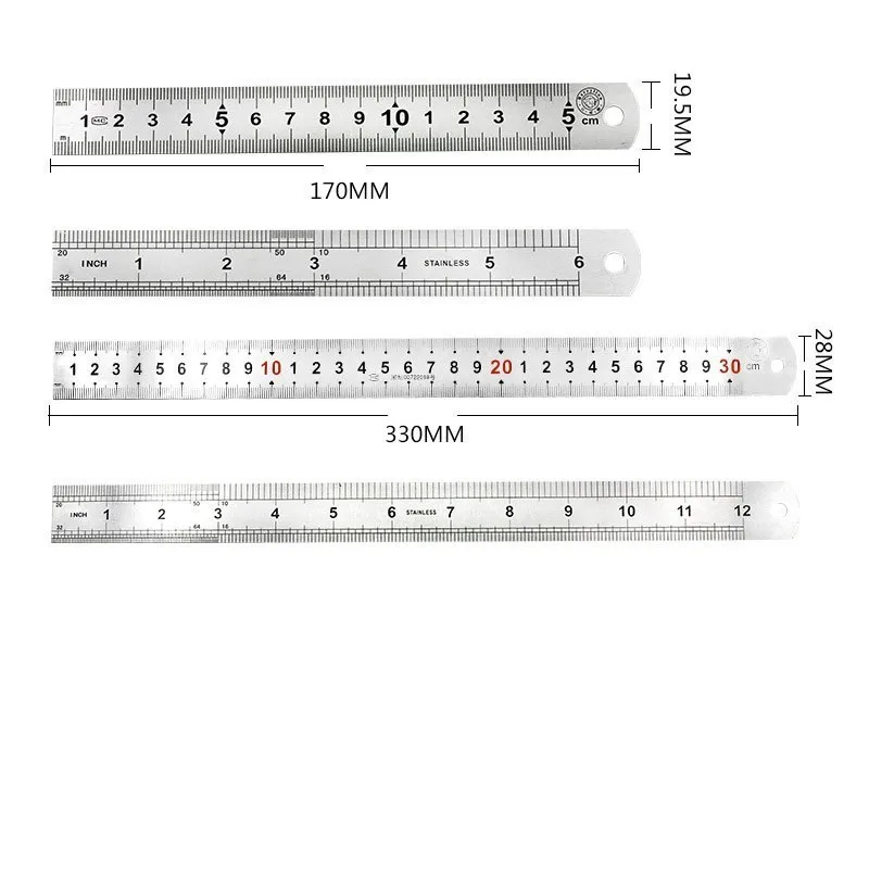 15 см линейка из нержавеющей стали сталь правило Сталь Линейка транспортир весы Плотницкие линейки общие дюймовый двусторонний двойного назначения правитель - Цвет: stainless steel