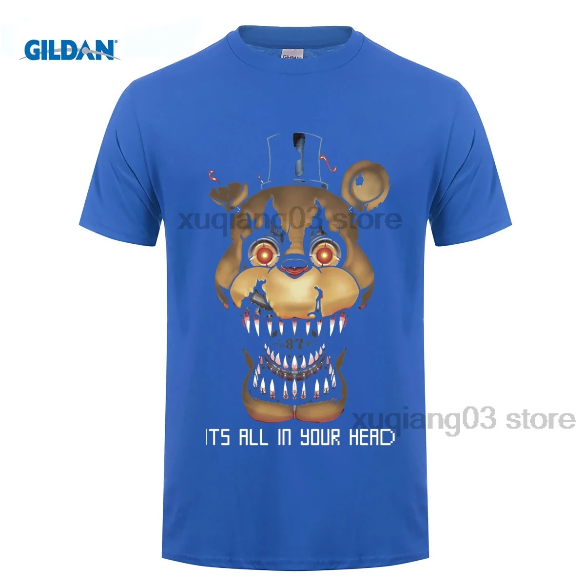 Футболка Mode бесплатно Verzending mannen Korte Mouw De Bite van 87 1987 FNAF nightster|Футболки| |