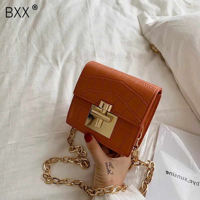

[BXX] Women's Single Shoulder Crossbody Bag All-match Flap Chain Package 2019 Fashion Brand Designer PU Leather Small Bag HG684