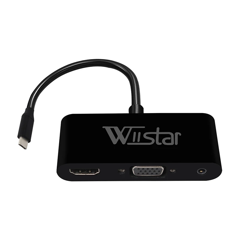 Wiistar Тип usb c к HDMI VGA Аудио адаптер USB 3,1 к VGA HDMI 3,5 мм 1 в 3 выход для ноутбука Macbook huawei mate 10/20 P20