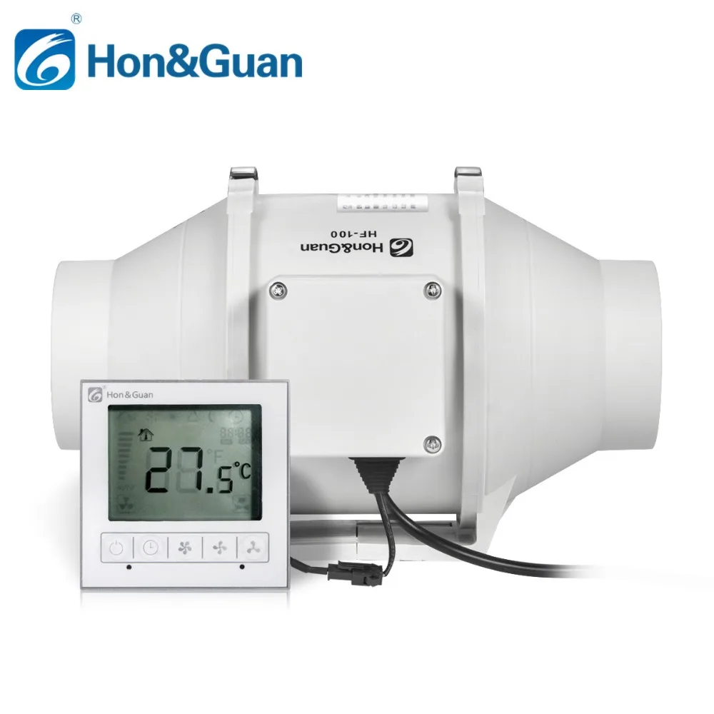 4 Inch Timer Extractor Inline Duct Fan with Smart Wired Switch Suitable for Indoor Exhaust Ventilation 220V with Delay Setting 