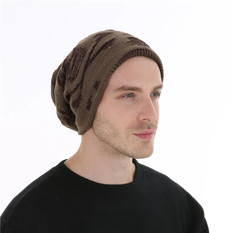 FETSBUY, Мужская зимняя шапка Skullies, вязаные шерстяные шапки в стиле хип-хоп, бархатная шапка Rasta, шапки с черепом для мужчин#19004