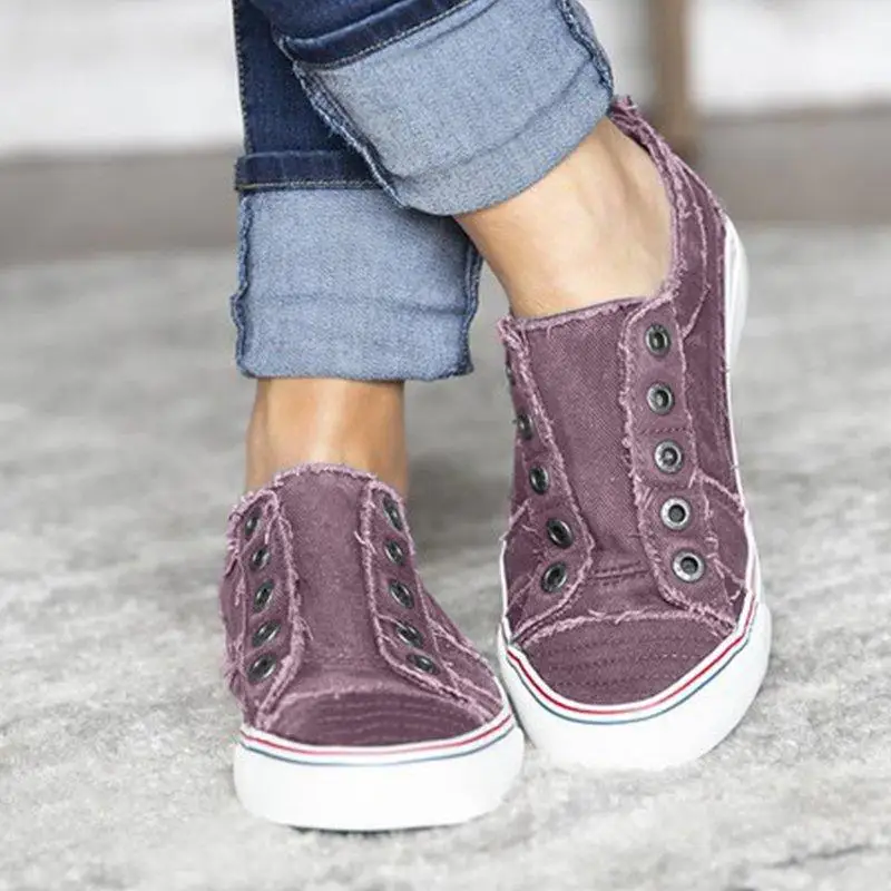 

Fashion Women Canvas Shoes Denim Casual Flat Shoes Summer Trainers Lace Up Ladies Basket Single Shoes Sneaker Feminino