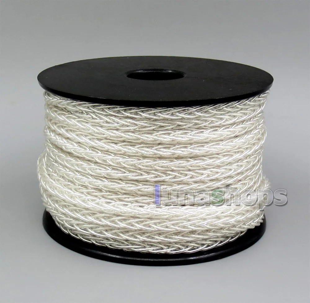 LN006246 1m 8 cores 10*0.1mm 99.99% Pure Silver Earphone DIY Custom Cable(Not Telf) Single Diameter OD:1.1mm