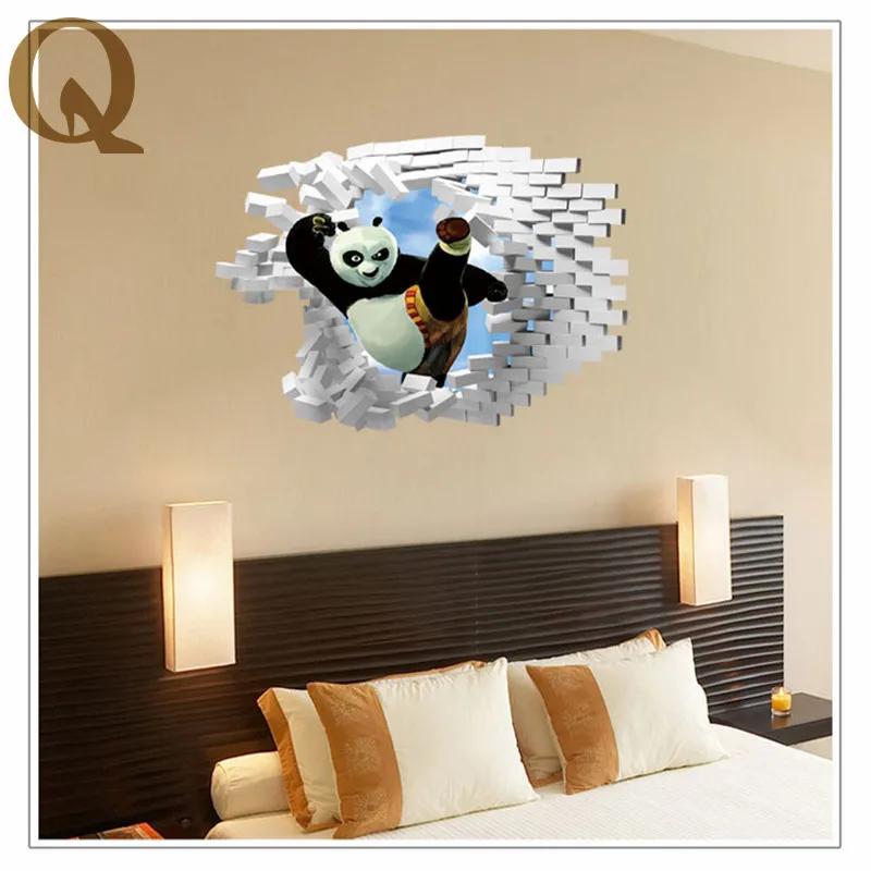 

3D Creative Wall Sticker Kung Fu Panda Pattern for Home Decoration PVC Mural Arts for Waterproof Removable Kids Room Decal