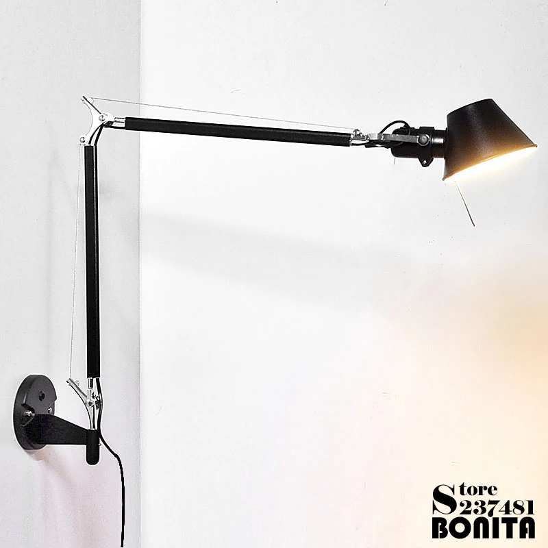  2pcs/set Scrub Black modern Foldable wall lamps long swing arm Adjustable Aluminum sconces lamps Te - 33037856289