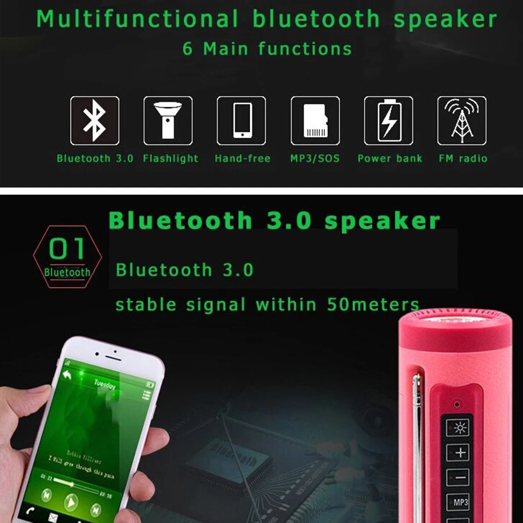 IMice портативный Bluetooth динамик открытый беспроводной светодиодный фонарик перезаряжаемый SOS FM радио Кемпинг лампа