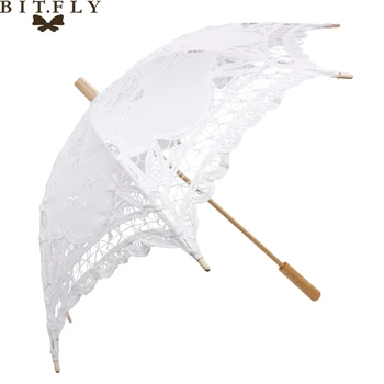 

Mini White cotton lace Umbrella Western style Exquisite wedding decoration photo props beautiful crafts supplies