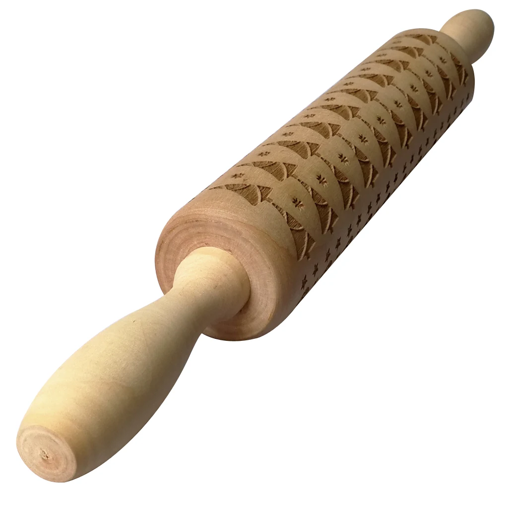 

Christmas Baking Rolling Pin Wooden Engraved Gift for Christmas Home Decoration