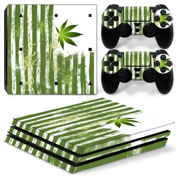 

green weed leaves style skin with reasonable price for PS4 Pro Console and Two Controller Covers #TN-P4Pro-0187