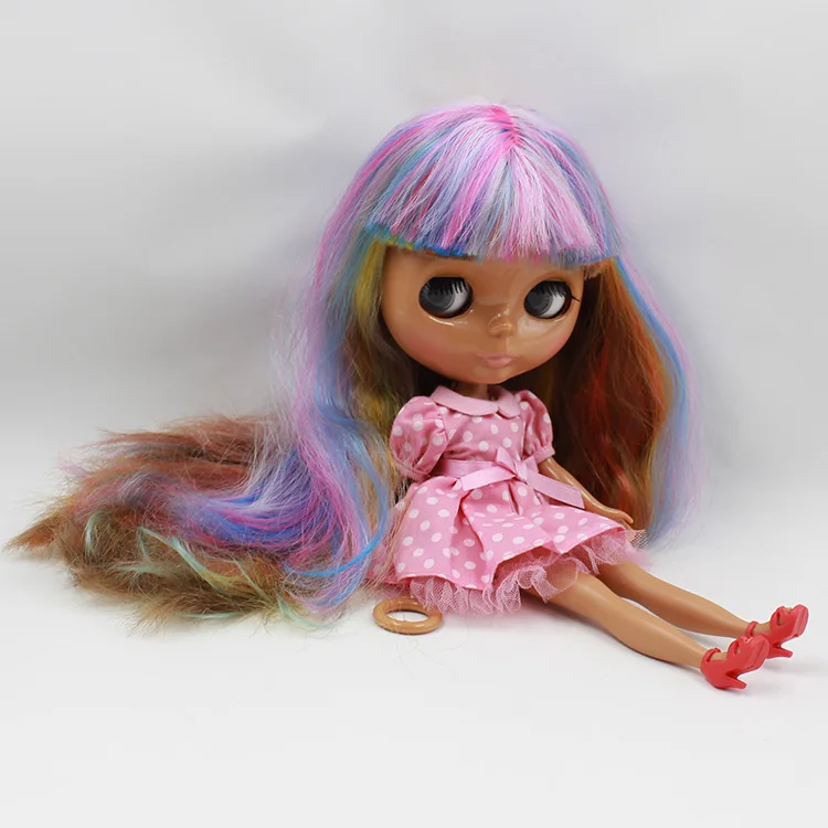 

Black Bonecos Nude fashion dolls in doll blyth Multi-colors bangs long hair DIY bjd doll toys baby dolls for girl gifts